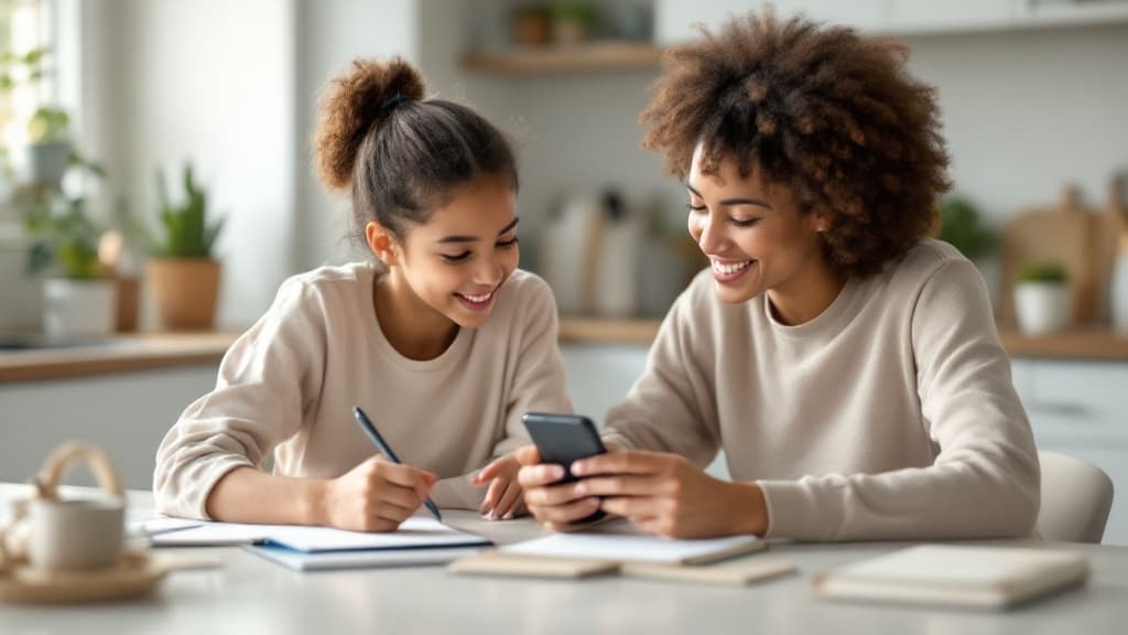 Family using AppStarter Compass to set up a new phone together